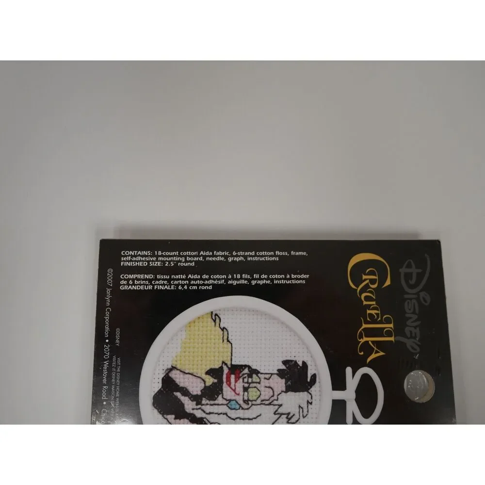 Disney Cruella De Vil Counted Cross Stitch Kit Frame Included Sealed